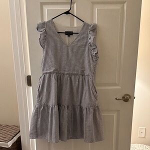 Striped Ruffle Sleeve Kids Dress